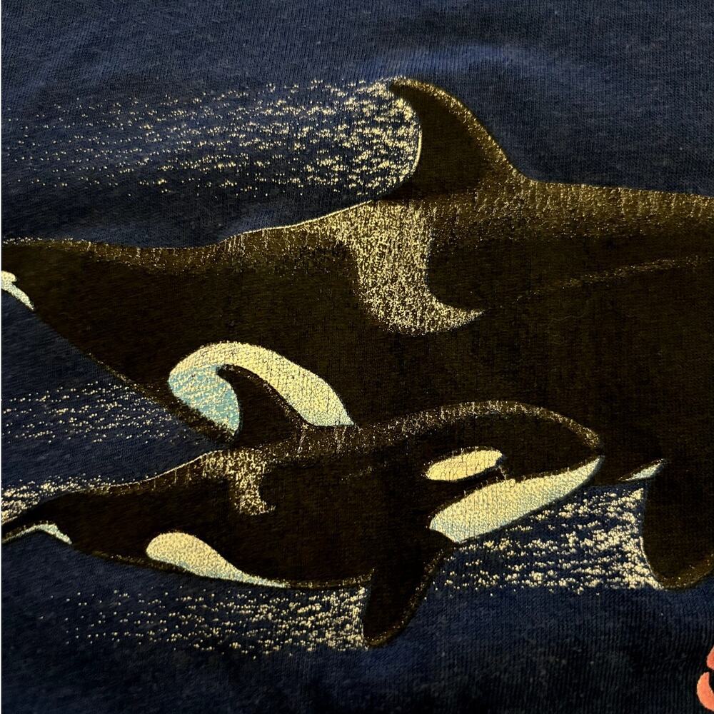 80s Seaworld T Shirt Blue Orca Whales Size XL Vintage Stedman Retro Streetwear - Picture 7 of 8